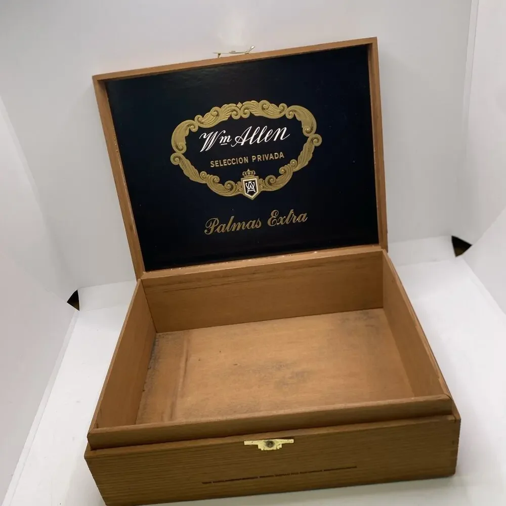 Wm Allen Wooden Cigar Box Vintage